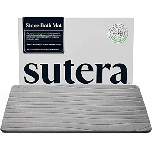 Stone Bath Mat for Bathroom, Dries in Seconds - Diatomaceous Earth, Gray