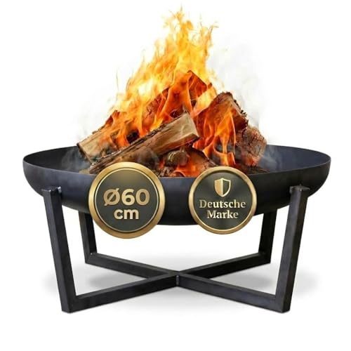 SOUK ONE Feuerschalen, Feuerschale Ø 60 cm - Feuerstelle für den Garten, Funkenschutz, Terrasse und Balkon, Feuertonne und Feuerkorb (Ø 60cm Madrid)