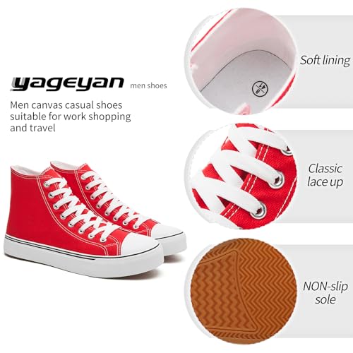 Image of yageyan Men's High Top Canvas Sneakers Fashion Lace up Walking Shoes Casual Classic