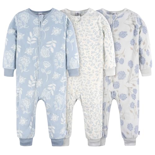 Image of Gerber Baby Girls' Flame Resistant Fleece Footless Pajamas 3-Pack