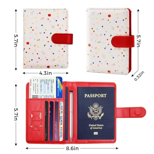 Image of Melsbrinna Rfid Passport Holder for Travel women /Men, Cute Passport Wallet Rfid Blocking Card Slots, Rfid Passport Cover /CaseTravel Wallet, Passport Book Holder (1, apple red)