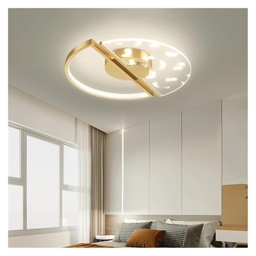 Plafonnier LED moderne et luxueux acrylique effet plumes lampe doree d40cm salon