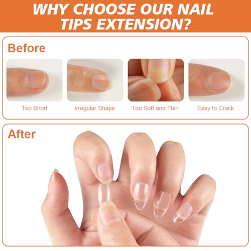 BUTBU Kurze Mandel Nägel Tips, 600 Stück Falsche Nagelspitzen, Soft Gel Tips, Full Cover Nail Tips Set, 12 Größen Künstliche Gel Nail Tips, für Nagelverlängerung und Nail Art DIY Nagelstudio zu Hause