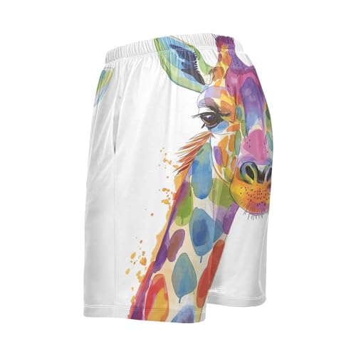 Men's Cute Giraffe Animal Pajama Shorts with Pocket and Drawstring S 202b57224