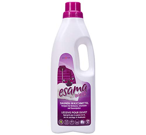 Esama wash 1L Daunenwaschmittel bis zu 16 Waschgänge für Daunen, Daunendecken, Daunenjacken, für weiße, als auch für farbige Textilien und Handwäsche geeignet Cover