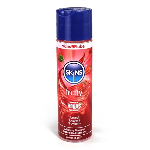 Skins Strawberry Flavored Lube Gel - Flavored Adult Lube for Oral and Fruity Edible Lubricants