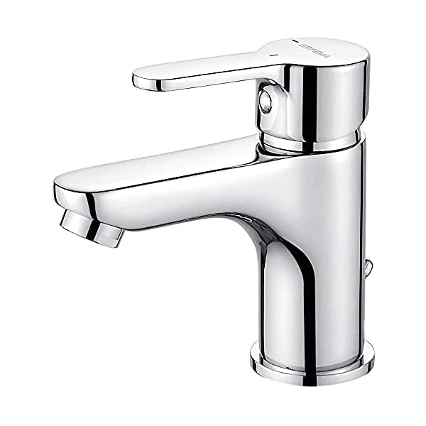 GRIFEMA Bad Wasserhahn Wassersparend- Mischbatterie mit 50cm Kalt/Warmwasser Anschluss, Waschtischarmatur Infache Montage, Badarmaturen für Waschbecken, Badezimmer, Waschtischbatterie Messing, Silber