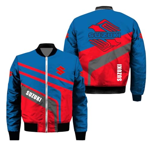 FBWZSAG Chaqueta Bomber Acolchada 3D Para Hombre Para SU.ZU.K.I Traje De Vuelo Con Estampado Prendas De Abrigo Con Cremallera Completa Cortavientos Universitarios-A||M