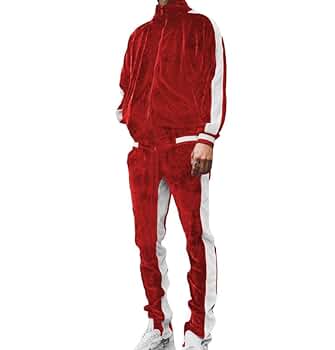 Amazon.com: KISSQIQI Velour Tracksuit Mens 2 Piece Velvet