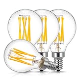 E12 Candelabra LED Light Bulbs 60 Watt Equivalent, DORESshop 6W Dimmable LED Filament Bulb, Decorative Edison G45(G14) LED Globe Bulbs, 2700K Warm White 600LM, Filament Clear Glass, Pack of 4
