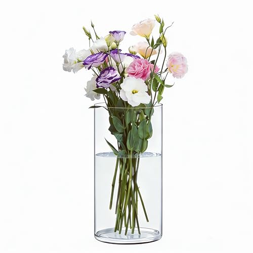 Acrylic Flower Vase Cylinder 7.86 Tall Clear Plastic Vase for Centerpieces - Shatterproof Wedding Event & Home Decor Vase 3.94X7.86 Tall Round - Clear