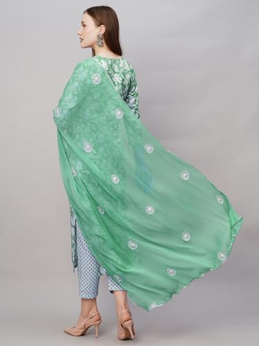 Image of ANNI DESIGNER Women Cotton Blend Kurta With Pant & Dupatta