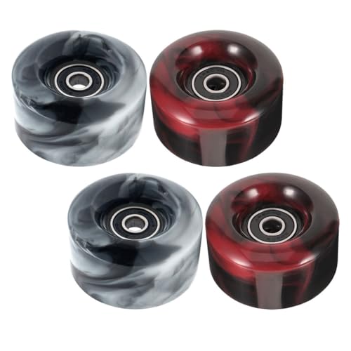 POPETPOP 4Pcs Roller Skate Wheels Replacement Durable PU Material High Elasticity Stylish Design for Outdoor Skating and Mixed Color with Bearings Included