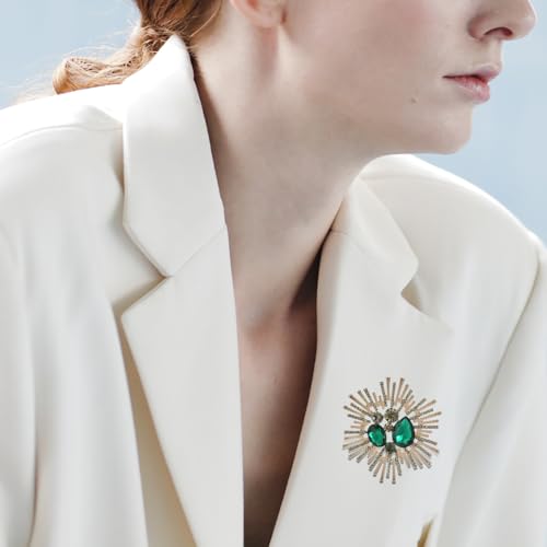 Image of Rhinestone Snowflake Brooch Pin for Women Sparkly Flower Corsage Lapel Pin Vintage Floral Suit Jacket Brooch Pin Jewelry for Women Men Birthday Gifts