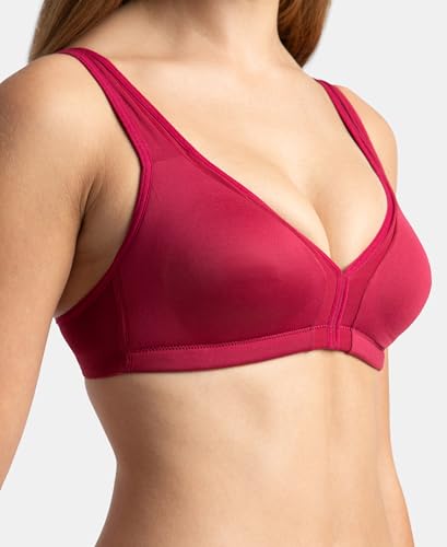 Image of Jockey 1820 Women Wirefree Non Padded Soft Touch Microfiber Elastane Stretch Full Coverage Everyday Bra with Stylised Mesh Panel