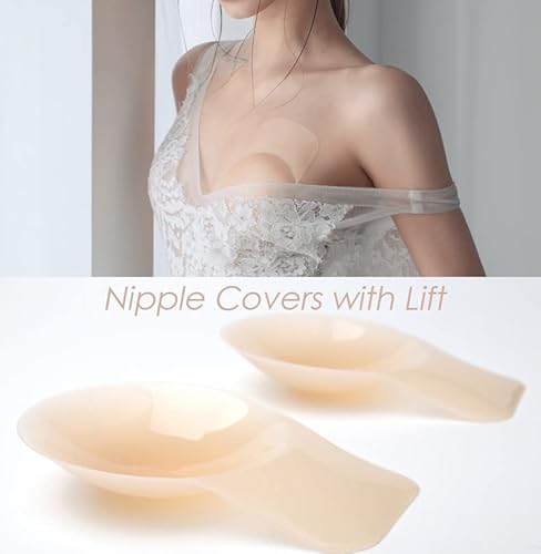 Added Lift Silicone Nipple Covers Adhesive Bra Invisible Strapless Sticky Bra Petals Breast Lift Pasties For Women Light Cream #TOP1