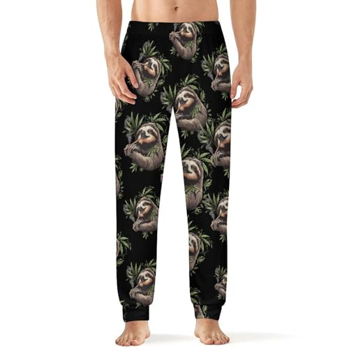 Smoking Sloth Weed Men's Pajama Pants Lightweight Pjs Bottoms Lounge Pants Sleepwear Soft Present