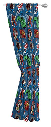 Jay Franco Marvel Avengers Fighting Team 63" Inch Drapes - Beautiful Room Décor & Easy Set Up, Bedding - Curtains Include 2 Tiebacks, 4 Piece Set (Official Marvel Product)