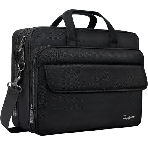 Taygeer Borsa Porta PC, 17 Pollici Borsa per PC Portatile Notebook Impermeabile Borse a Tracolla per Laptop Borse da Lavoro per Uomini Donne Insegnanti Affari Viaggi Universitari, Nero