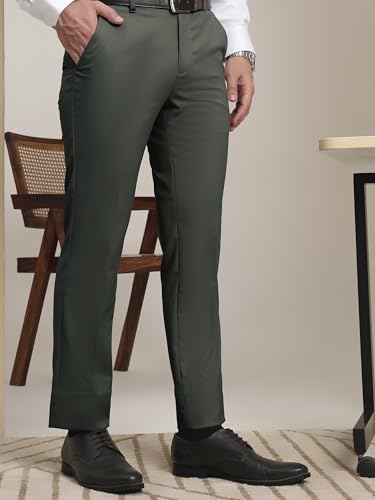 Image of SaintX Men's Premium Stretchable Formal Trouser with Techno Flex Waistband | Slim Fit Pants | Italian Design | Office Wear /Executive Wear