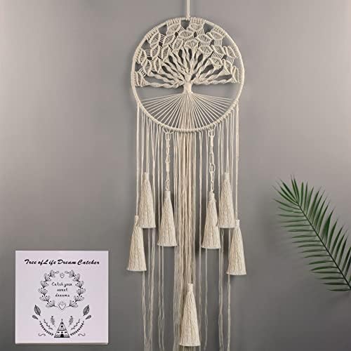 ADOTBLOB Dream Catcher Boho Tree of Life Large Handmade Macrame Wall Hanging Bohemian for Girls Wedding Party Nursery Cafe Home Bedroom Gypsy Decor Gift Box
