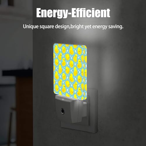 Image of Yellow Rubber Ducks Night Light, Dusk to Dawn Smart Sensor Nightlight for Bedroom Bathroom Kitchen Hallway Stairs Hallway, Plug-in, Energy Efficient Decor Desk Lamp Gifts