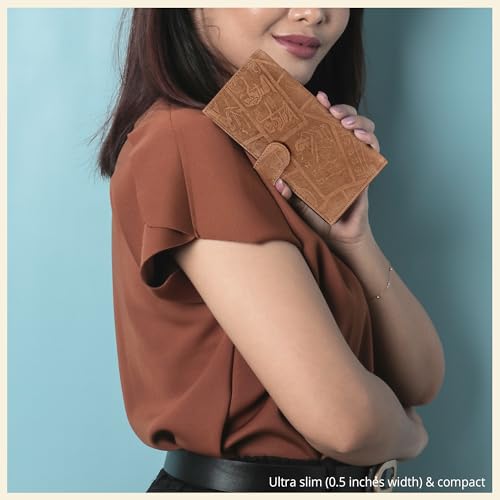 Image of Oak Leathers Checkbook Cover Slim Minimalist For Men with RFID Blocking Credit Card Holder Wallet (Egyptian Cognac)