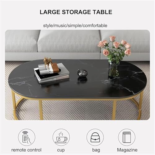 Image of NEST NATURE HAVEN Coffee Table for Office, Dining, Tea Room, Center Table for Living Room, Contemporary Simple Coffee Cocktail Table with Black Desktop and Gold Metal Frame