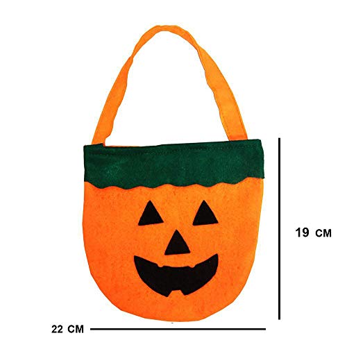 Image of Kaku Fancy Dresses Polyester Halloween Pumpkin Dress With Hat And Candy Basket Halloween Costume For Girls - Orange, 3-4 Years