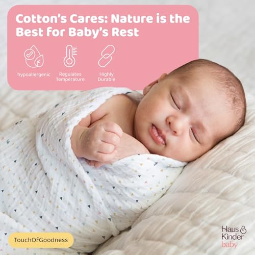 Image of haus & kinder 100% Cotton Muslin Swaddle Wrap for New Born Baby | Pack of 3 (120x120 cm) | Baby Blanket & Swaddles for Newborn | Jungle Party Collection