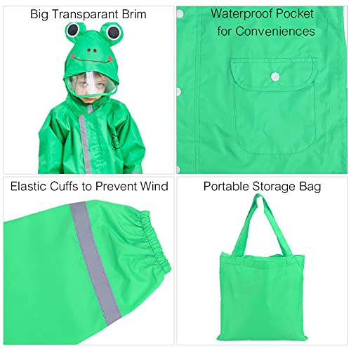 SSAWcasa Rain Poncho Kids with Hood, Toddler Rain Jacket Coat Girls Boys, Children Baby Raincoat Rainwear Gear Outerwear3