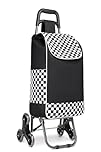 Kono Folding Shopping Trolley Lightweight and Waterproof 2 in 1 Shopping Cart with 6 Large Noiseless Wheels Detachable Stair Climbing Cart for Groceries (Black)