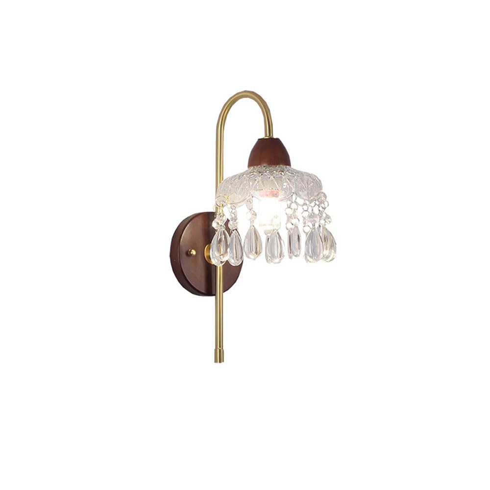 HUAYUSEDF Vintage Wood Farmhouse Wall Sconce Mid Century Bedroom Glass Light Fixture Hallway Lighting Nordic Antique Porch Mounted Lamp for Living Room Bedside Aisle Balcony Entrance Hall