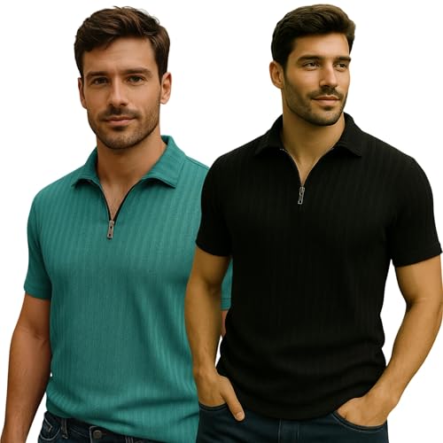 Image of Preneum Men's Polo T‑Shirt | Comfortable Rich Polycotton, Band Collar, Regular Fit | Stylish & Premium All Day Wear (Available in Plus Sizes)