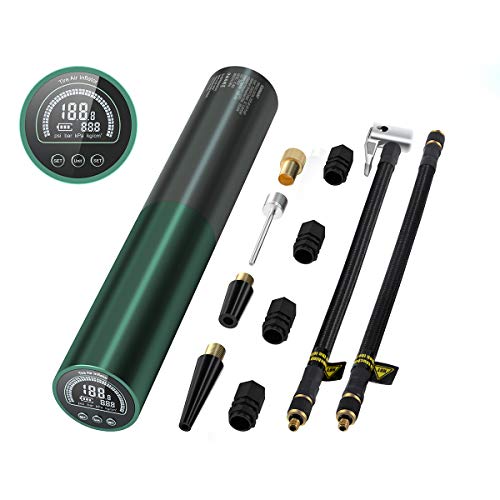 ICARMAINT Portable Air Compressor Mini Tire Inflator, 3000mAh Lithium Battery Tire Pump with Digital Gauge LCD Display LED Light, 110V AC/12V DC 120 PSI Air Pump for Car, Motorcycle and Bike