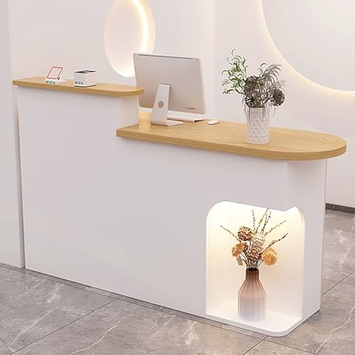 Escritorio de recepción con iluminación LED, cajón de almacenamiento para oficinas modernas y mostradores minoristas