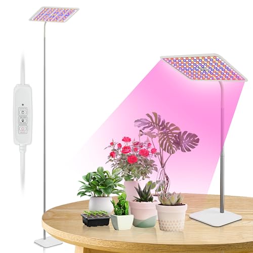 Image of BESTVA 36W Grow Lights with Stand, Full Spectrum LED Plant Light, 12-59 Inch Height Adjustable Growing Lamp with Auto On /Off Timer 4H /8H /12H, 4 Dimmable Brightness