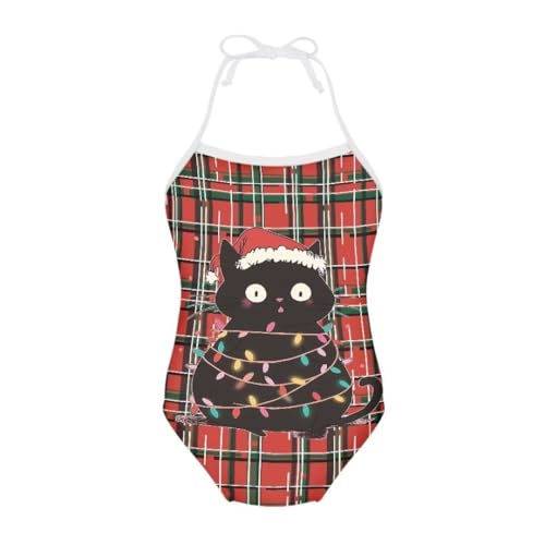 Image of Christmas Kids One-Piece Halter Swimsuits Beach Swimwear Bathing Suit for 3-10 Years Girls