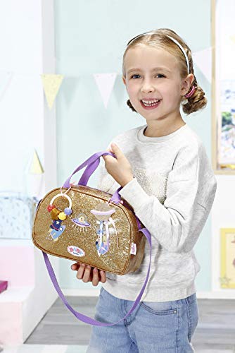 Zapf Creation 831106 BABY born Happy Birthday goldene Wickeltasche in Astronauten Design mit Wickelunterlage, Windel… – Bild 7