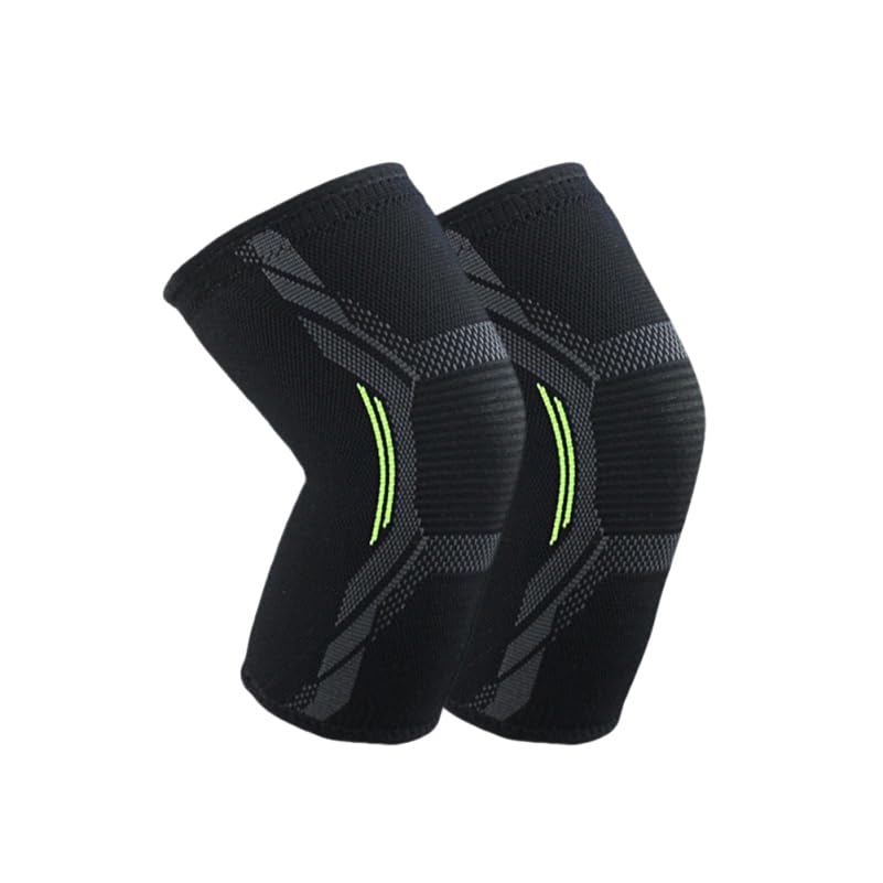 FRCOLOR 2pcs Elastic Breathable Sports Brace Pads Protective Gear | Knee Pads Compression Knee Sleeves Nylon Basketball Gear Protective Brace for Basketball Football Hiking Running Black