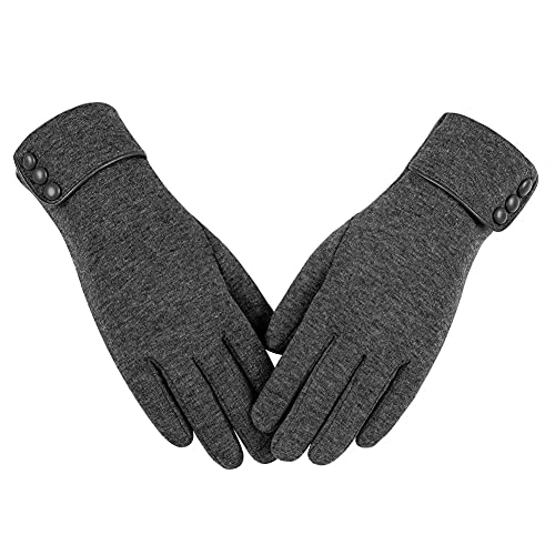 Womens Winter Warm Gloves, Touchscreen Texting Fleece Lined Windproof Driving Gloves Hand Warmer By Alepo (Gray-M)