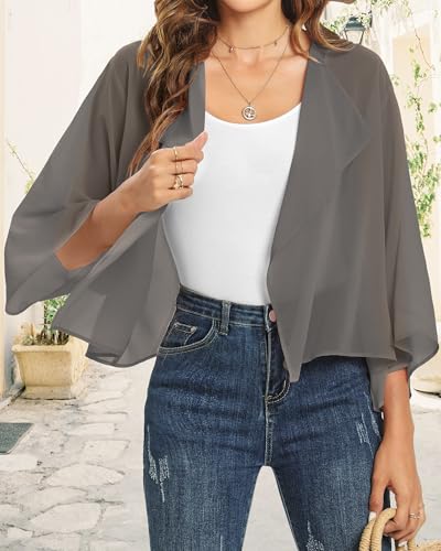 Image of Womens Summer Tops Short Shrugs Kimono Cardigans Casual Chiffon Bolero Jackets 2026