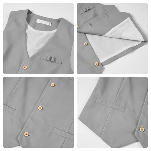 Image of LOLANTA Boys Linen Suit 4 Piece Summer Gentleman Outfit Kids Shorts Set