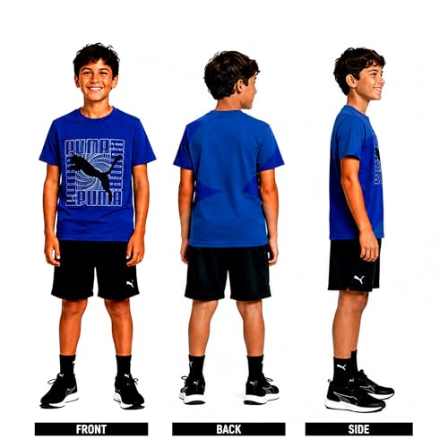 Image of PUMA Boys T-Shirts Athletic Crewneck Short Sleeve Tees (Sizes S-XL) | Soft Breathable Cotton Blend, Comfortable Casual Fit, Great for School, Play & Everyday Wear