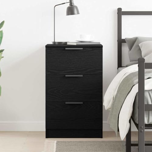 Mesitas de noche en roble negro de 40x65x65 cm con acabado sofisticado en madera selecta 5