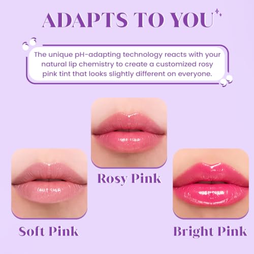 Image of Glamveda Glowy pH Jelly lip Balm 4g | pH Adapting Lip Balm with Custom Pink Tint | Hydrating Jelly Gloss Balm | Shimmer Lip Glow | Non-Sticky Lip Care