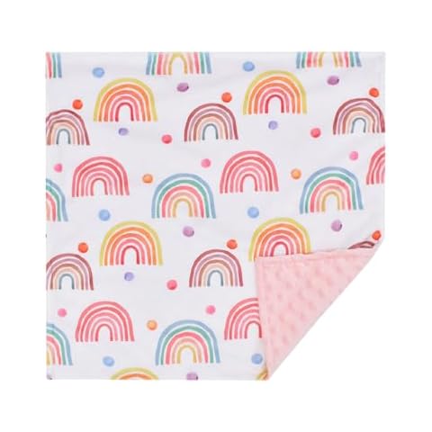 Yufiova Security Blankets for Babies,Soft Small Loveys for Girls,Baby Comforter Sensory Blanket, Great Gifts for Birthday Baby Shower 17 * 17inches,Pink Rainbow Cover
