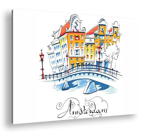 Cadre en bois deyoli Amsterdam | Toile murale haut de gamme 90x60