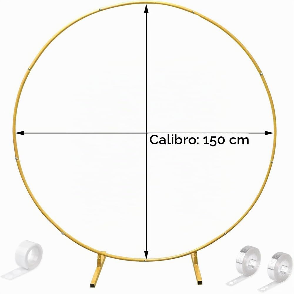 ZDQC Kit arco per palloncini in metallo da 1,5 m, arco per palloncini rotondo oro, kit cornice per cerchio di palloncini, supporto per ghirlanda di palloncini, arco nuziale rotondo, set di supporti pe