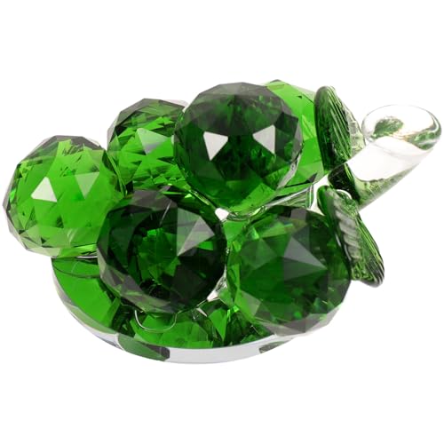 Veemoon Figura de UVA de Cristal Decorativa Verde de 160g para Escritorio, Adorno Artesanal Base Estable, Adecuado para Decoración del Hogar, Oficina y Celebraciones, Decoración de UVA
